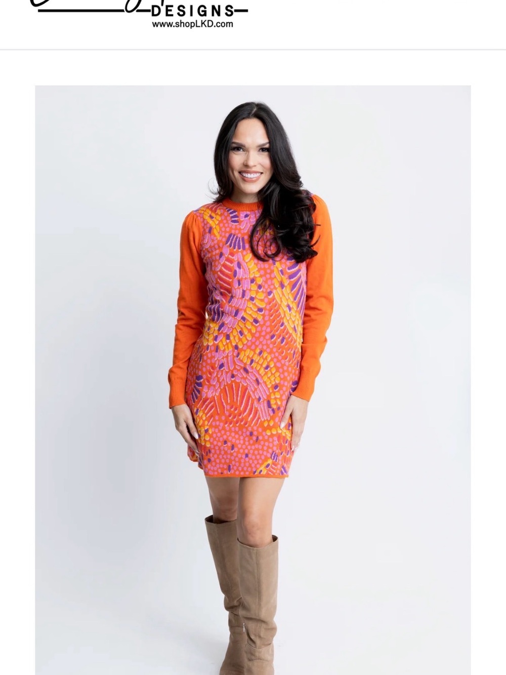 Karlie Orange, Pink & Yellow Patterned Mini Dress